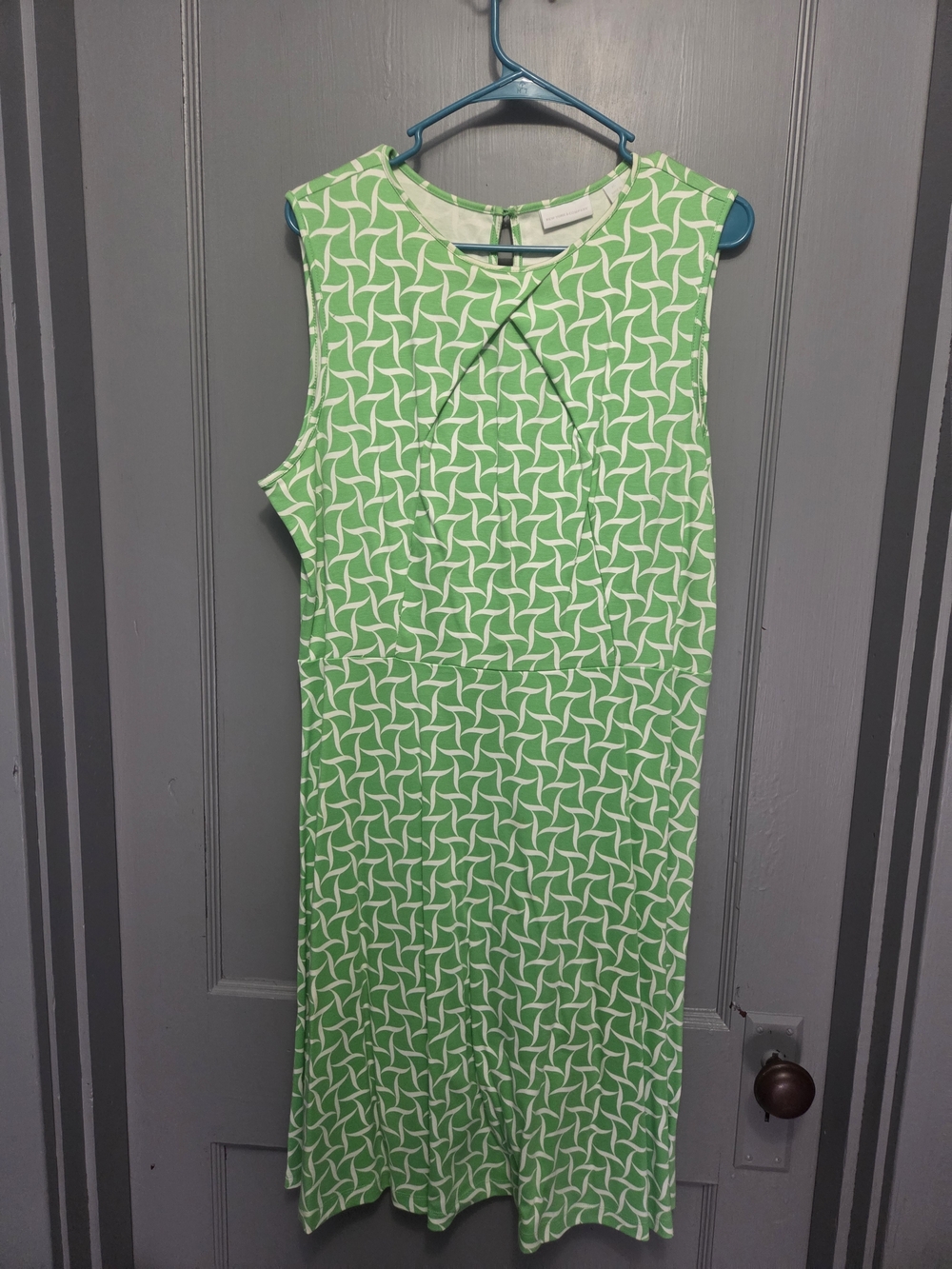 New York & Company Green Printed Sleeveless Dress Size XL